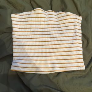 stripped white blue and yellow tube top